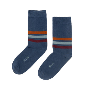 men's mid stripe - organic cotton socks crew - navy