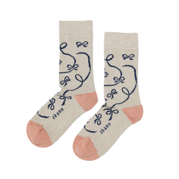 women's ribbon - organic cotton socks crew - natural
