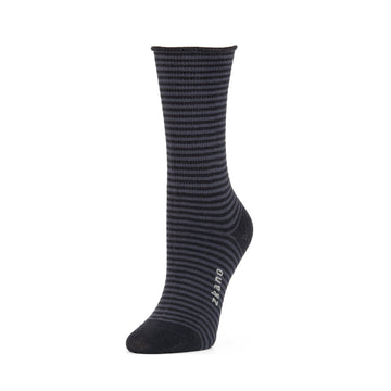 women's rose - organic cotton socks roll top - black stripe