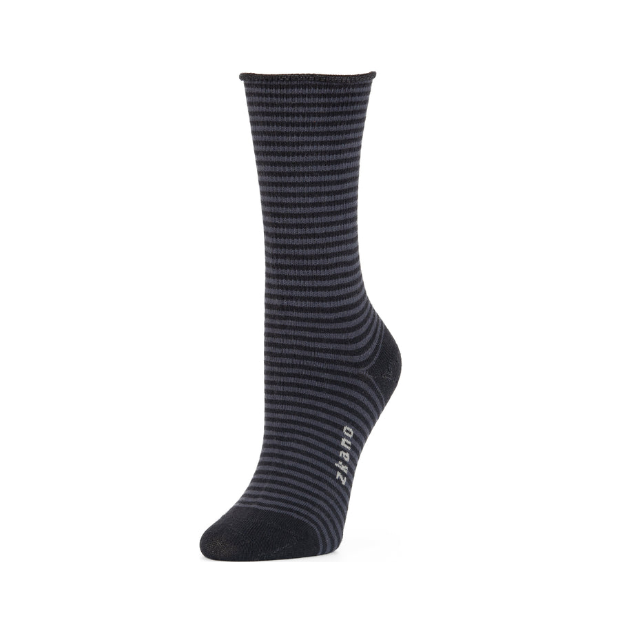 women's rose - organic cotton socks roll top - black stripe