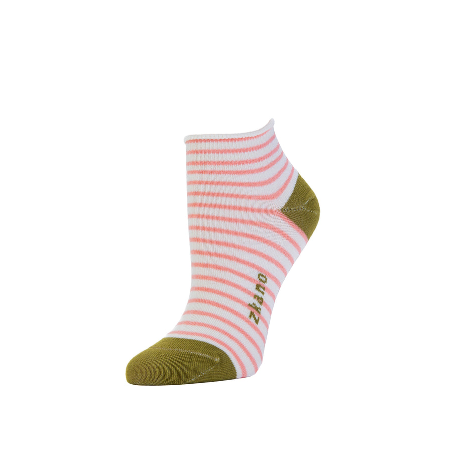 Zkano Rosette Women's Stripped Anklet Socks Natural