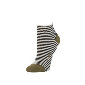 women's rosette - organic cotton socks anklet - black