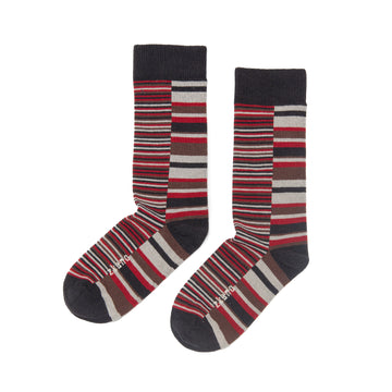 men's uneven stripe - organic cotton socks crew - black