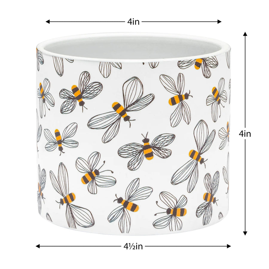 Gazebo Bee Motif Ceramic Drop Pot Planter 4.5
