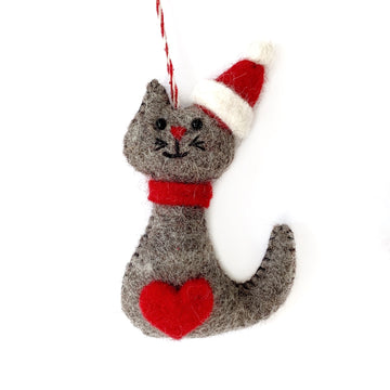 Cat Felt Wool Christmas Ornament