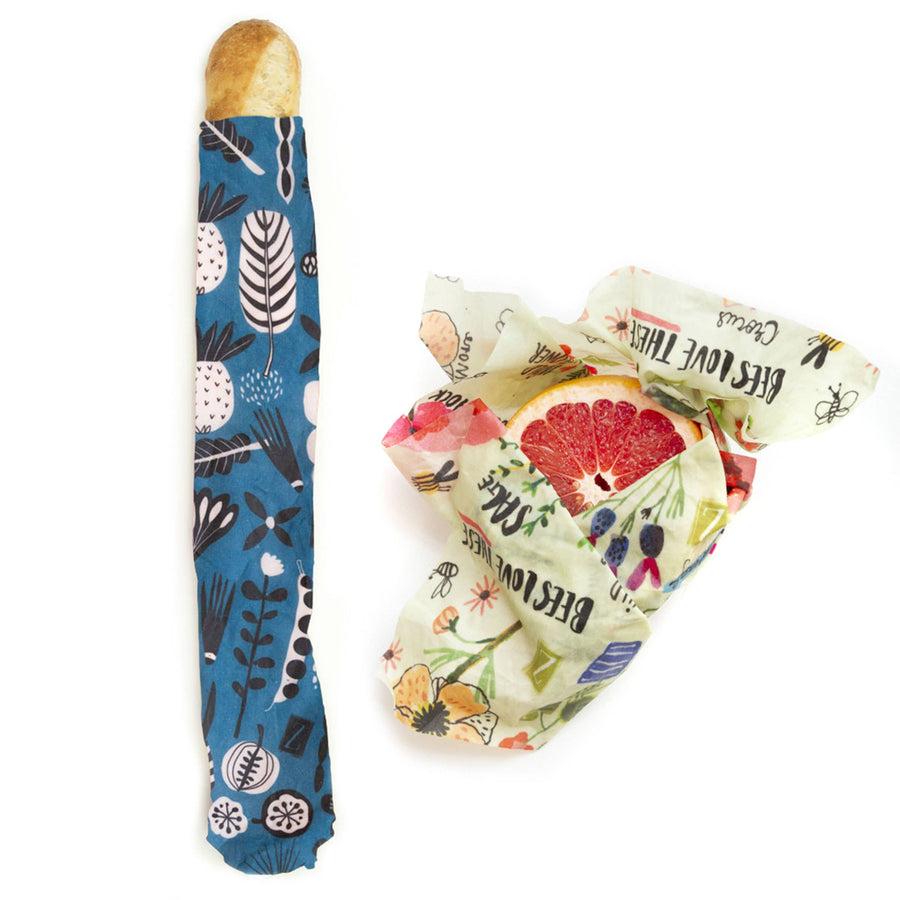 2-Pack Reusable Food Wrap in Bees and Petals