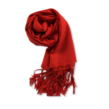 Small Solid Handwoven Scarf - Red