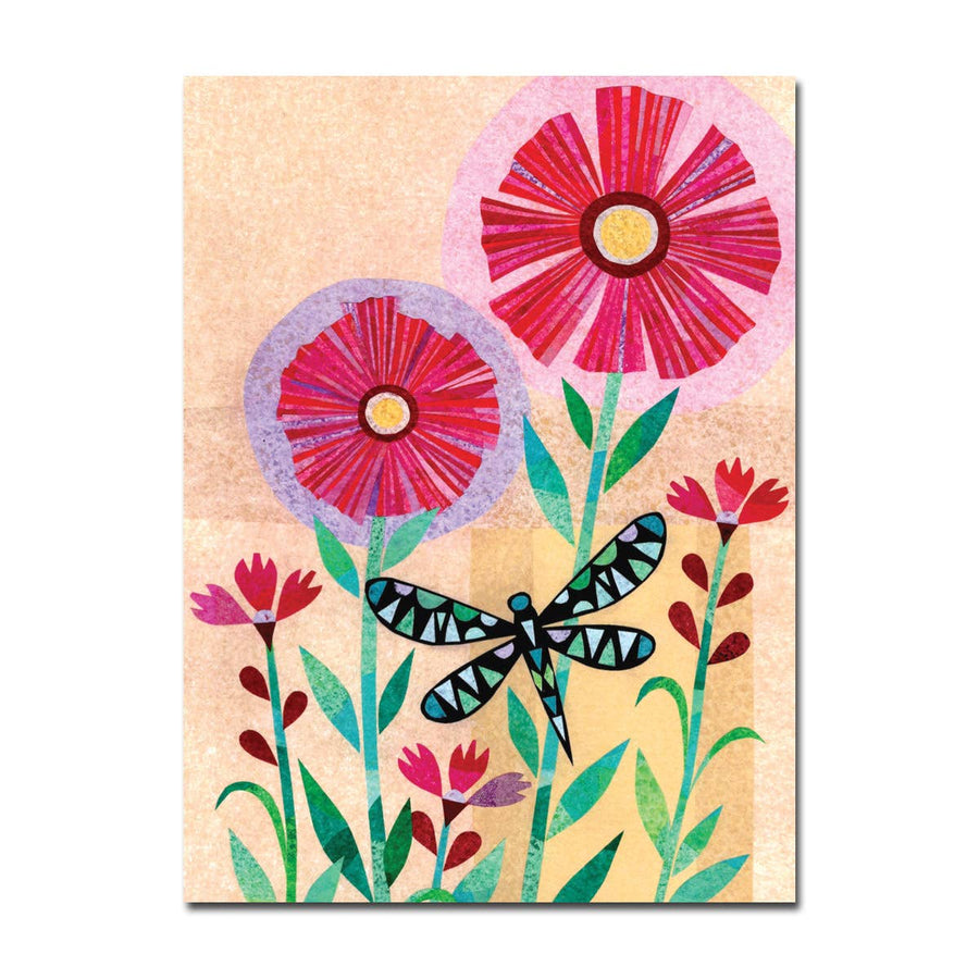 Dragonfly and Flowers Get Well Card