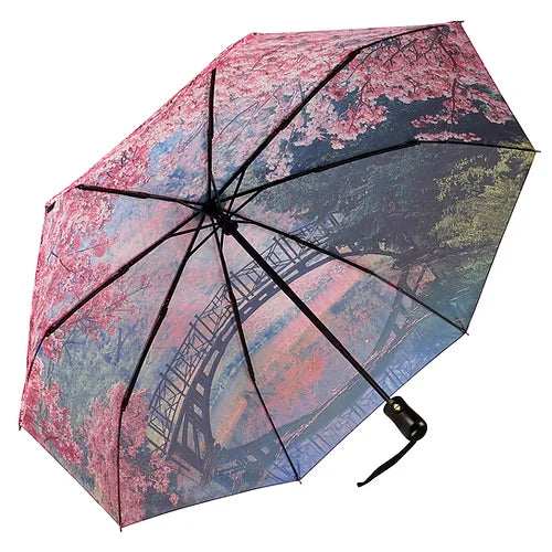 Cherry Blossoms Folding Umbrella-Single Cover Reverse Close