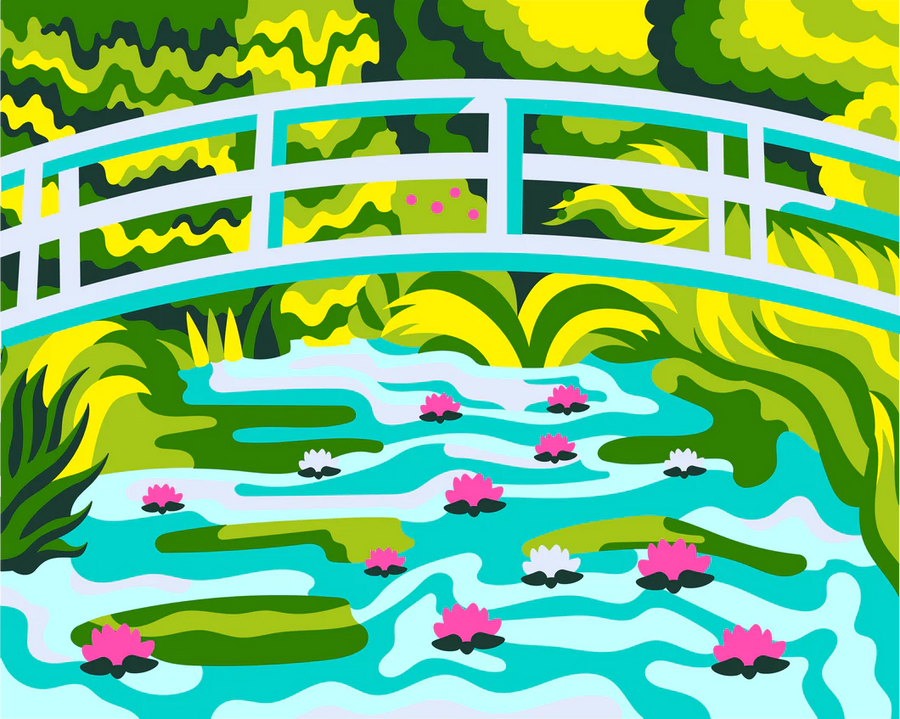 Waterlilies and Japanese Bridge - Paint by Numbers Kit