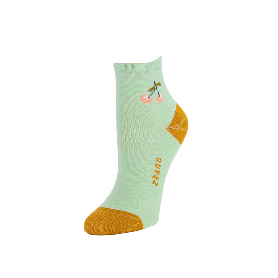 Zkano Cherries Women's Anklet Socks Mint