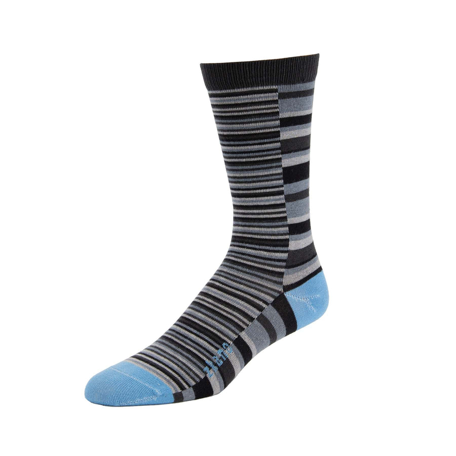 Zkano Uneven Stripe Men's Crew Socks Charcoal