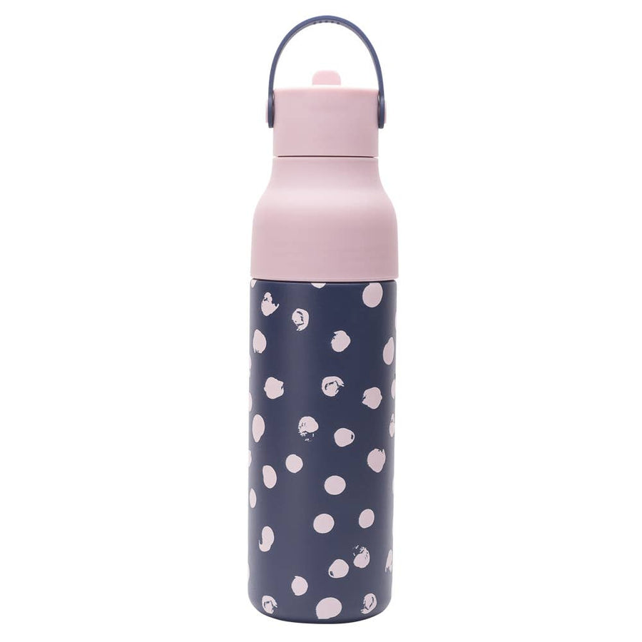 Sport Water Bottle 17oz Indigo and Pink Spots
