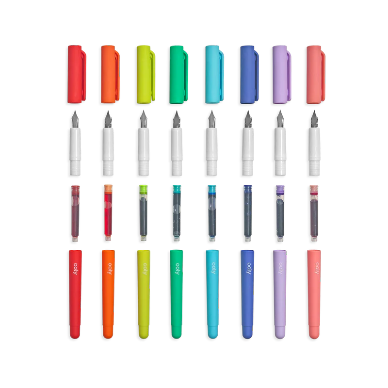 Color Write Fountain Pens: Set Of 8