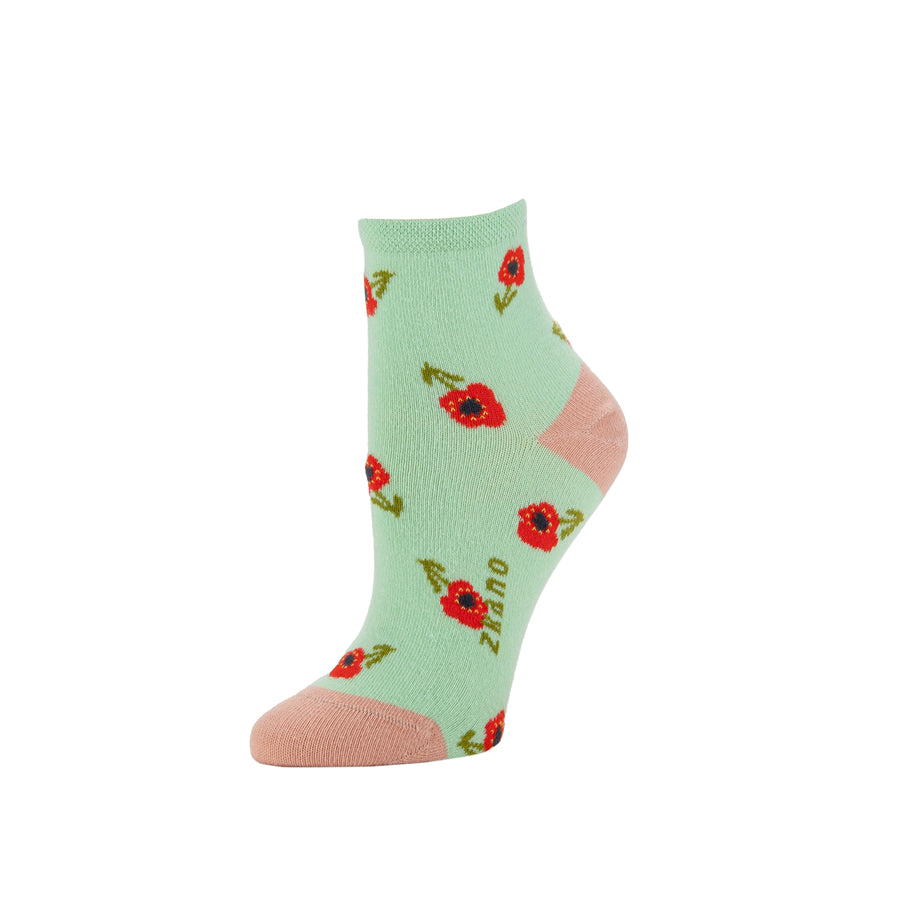 Zkano Tossed Poppies Anklet Socks